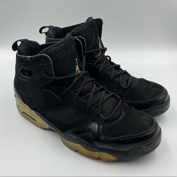 Jordan Flight Club '91 Black Gold Basketball Shoes 555475-031